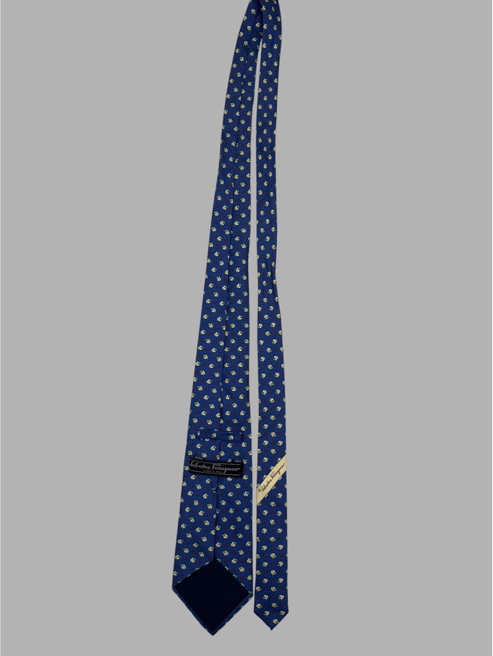 Salvatore Ferragamo Silk Tie Blue Bunny Rabbit Floral Novelty Made in Italy - Picture 6 of 9